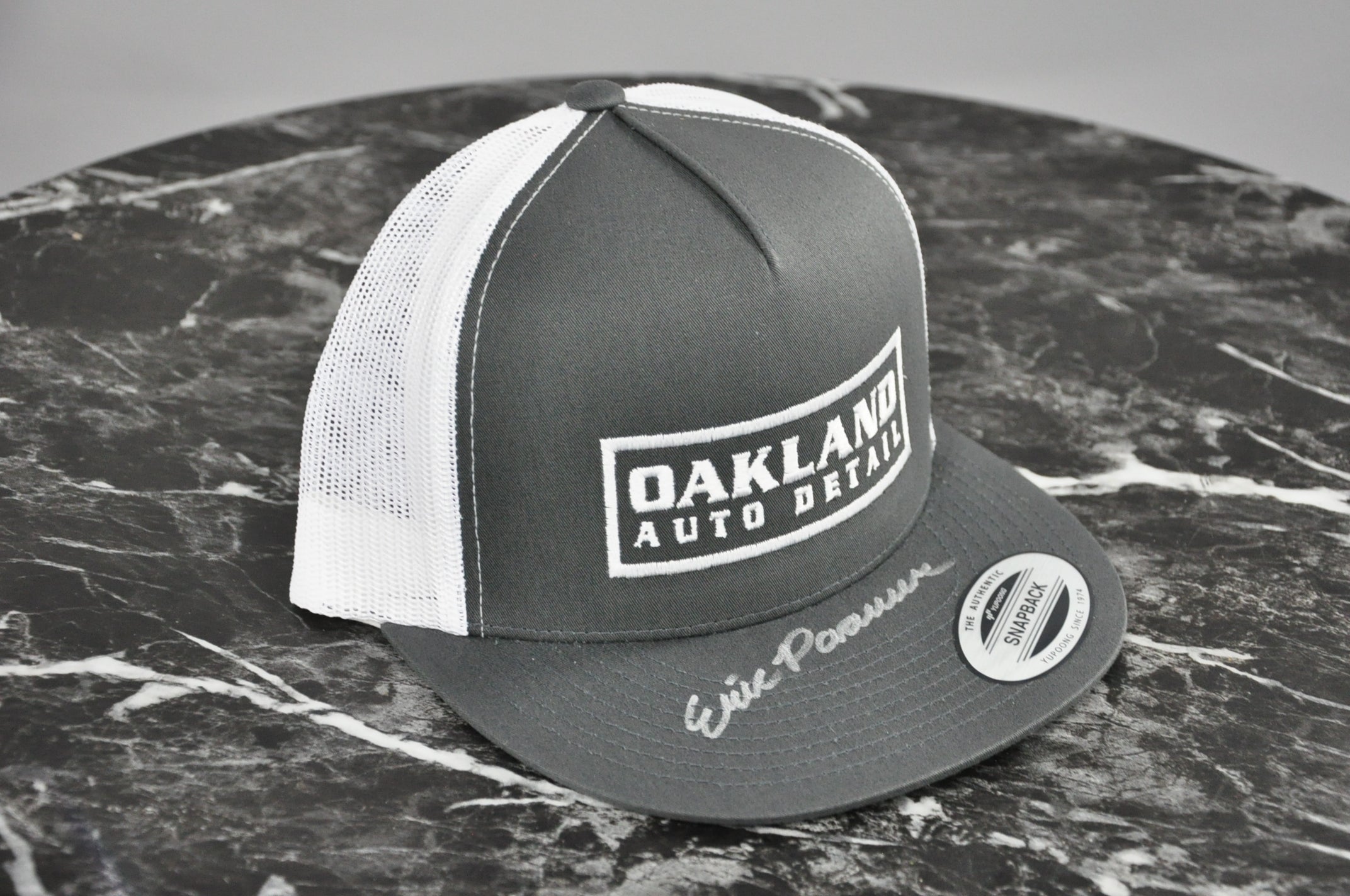 Grey Front/White Mesh Hat - Autographed - Silver Marker