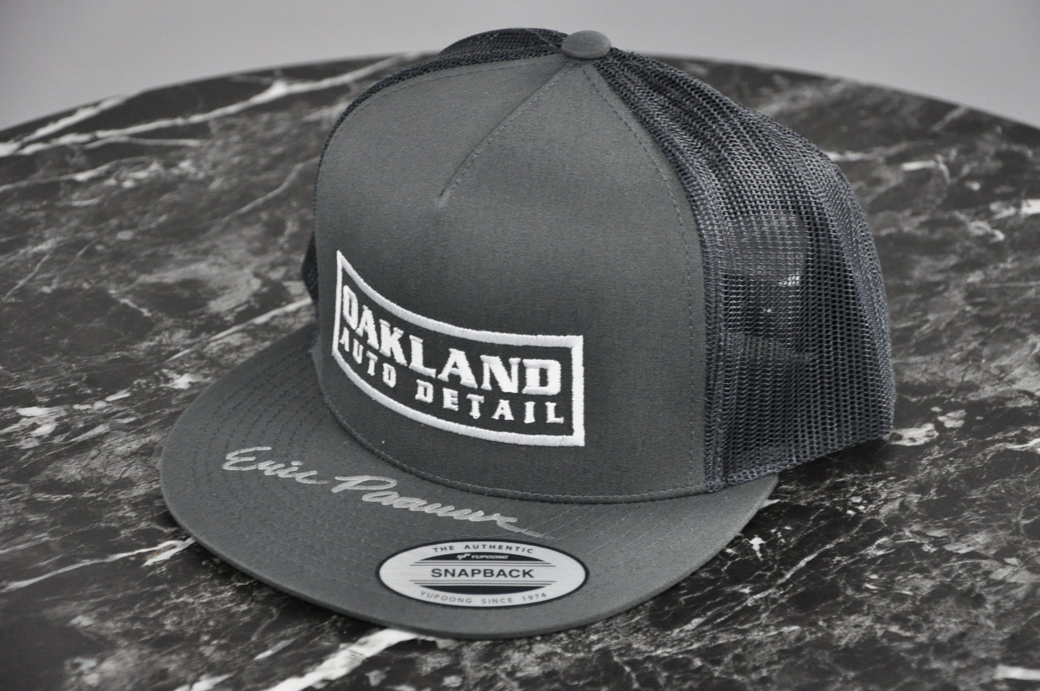 Grey Front/Charcoal Mesh Hat - Autographed - Silver Marker